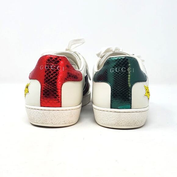 Custom Gucci Swarovski Crystal Ace Metallic Star Sneakers Leather 454562 Size 39 - Picture 6 of 16